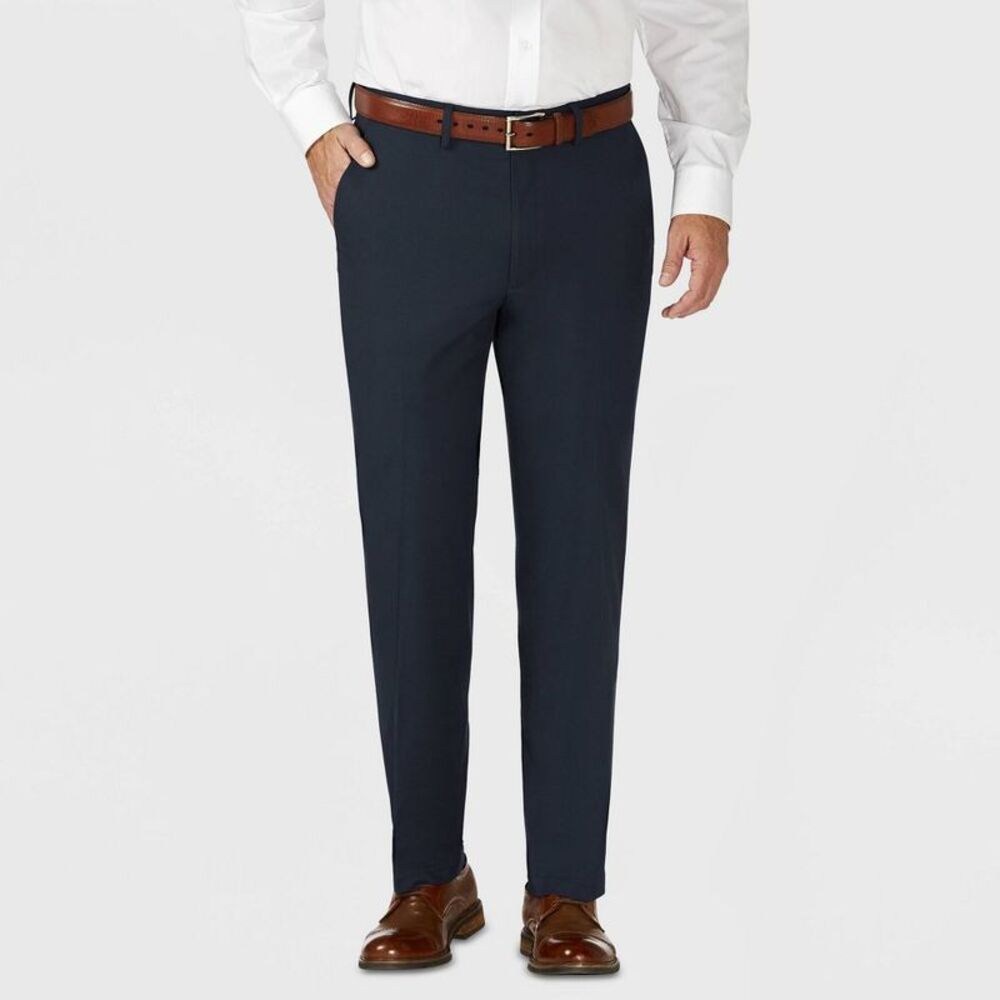 Men's Tailored Fit Stretch Classic Check Pattern Suit Pants - Solid Blue 40x30